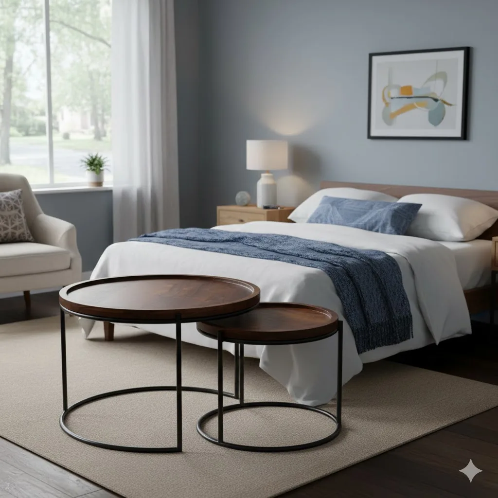 Dark Rustic Round Nesting Tables