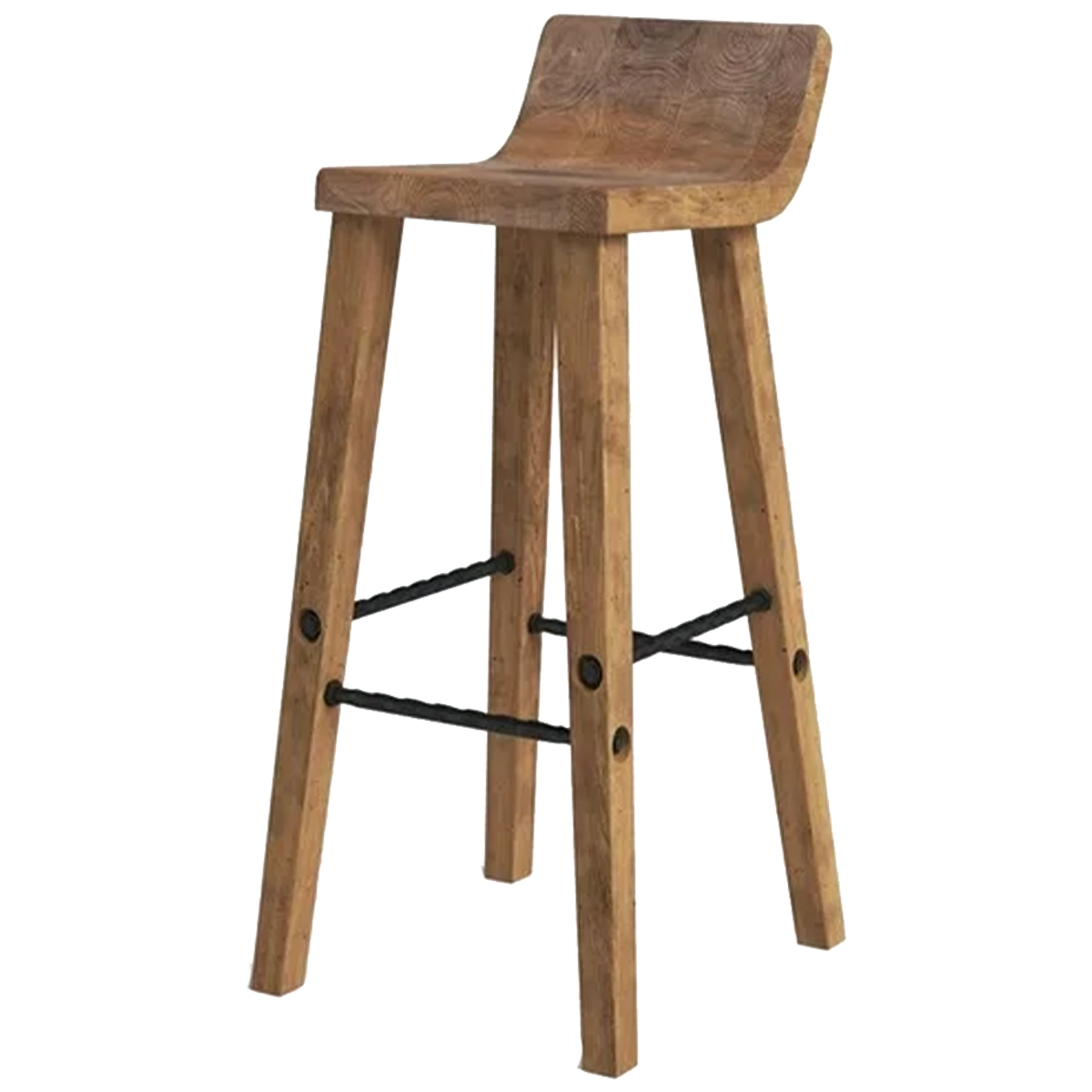 Solid Wood Brown Bar Stool