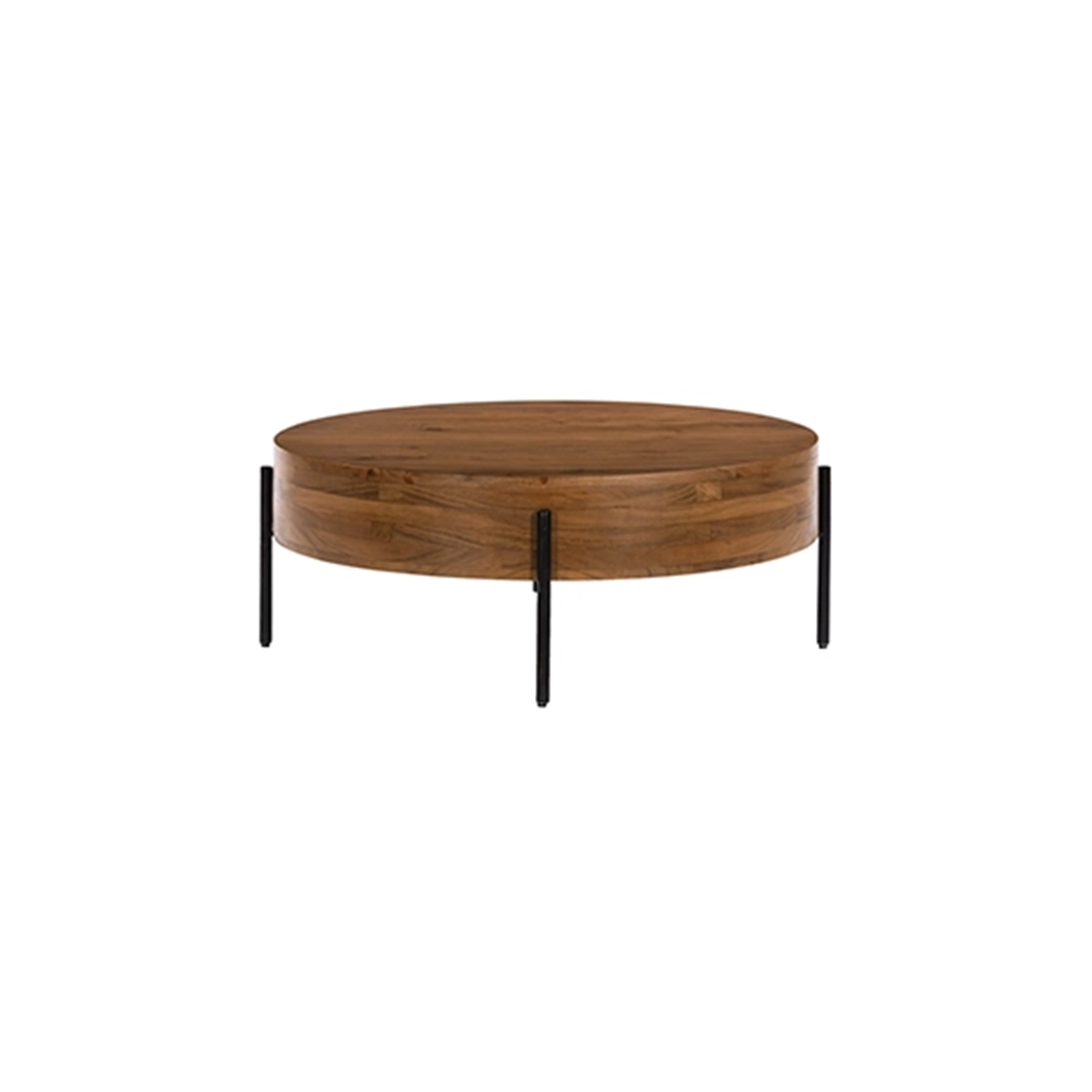 Round Wood Coffee Table With Black Legs
