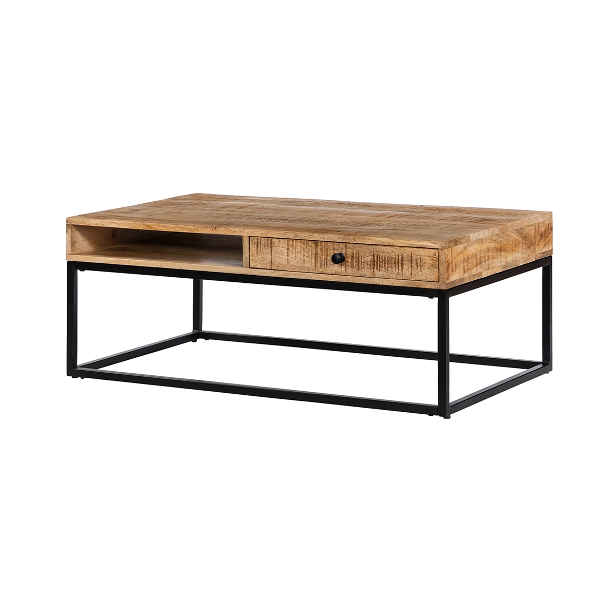 Live Edge Wood And Metal Round Coffee Table