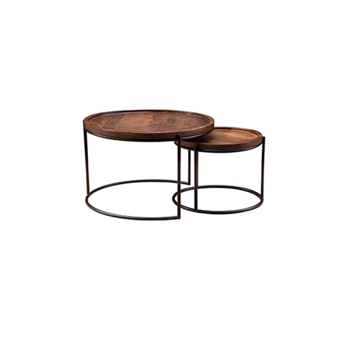 Dark Rustic Round Nesting Tables