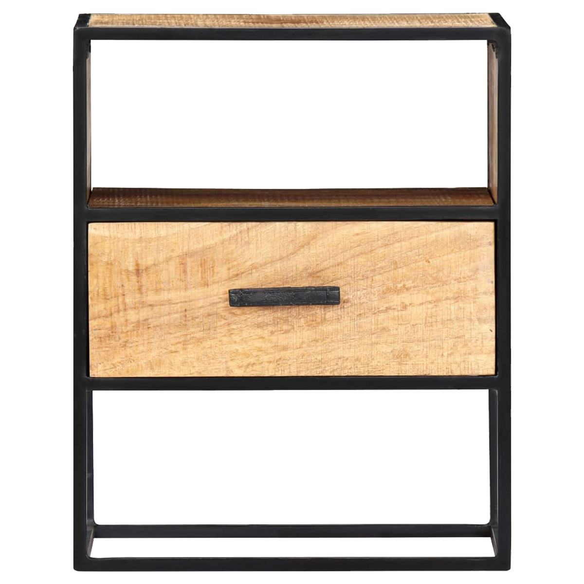 Open Shelf Wooden Nightstand