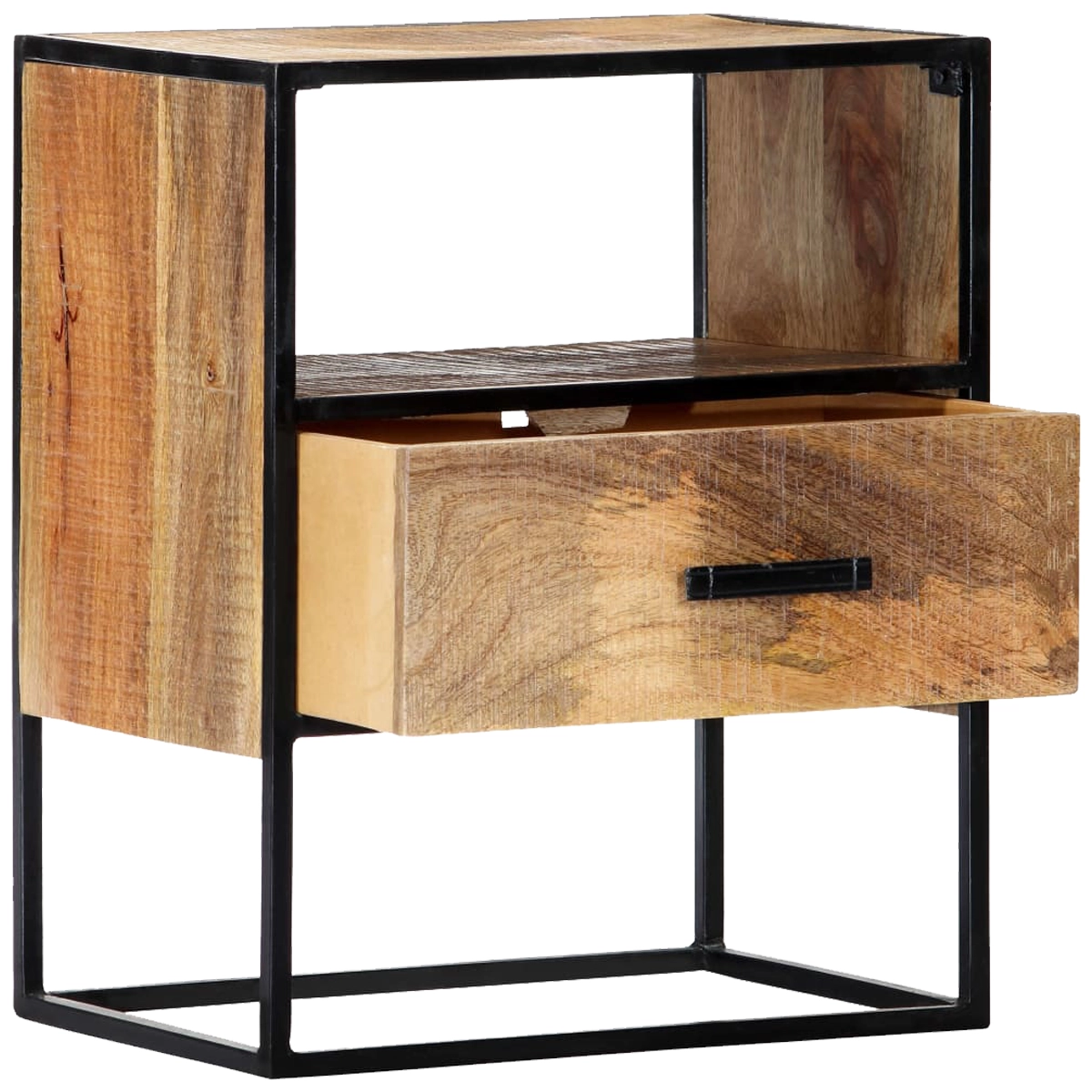 Open Shelf Wooden Nightstand