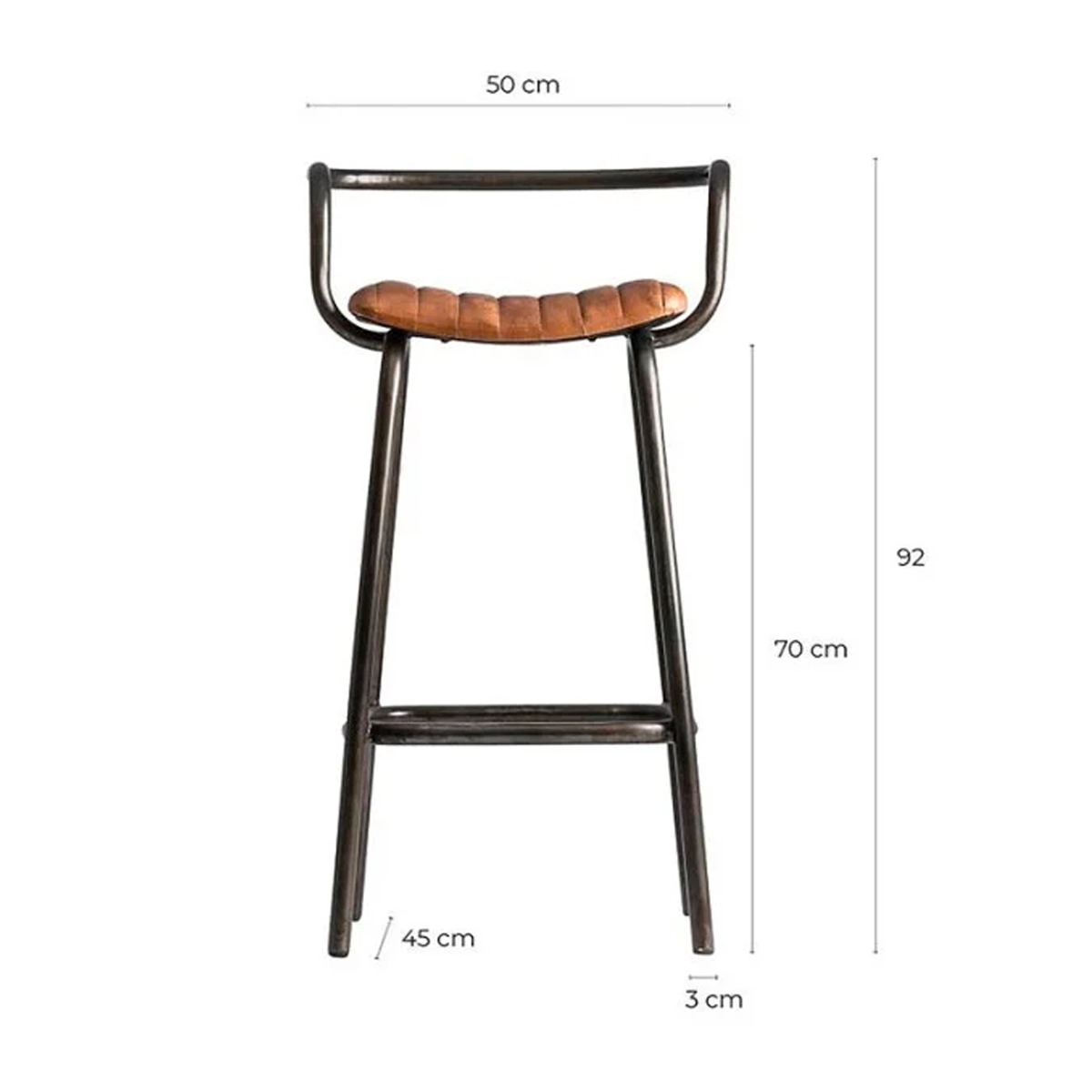 Leather Seat Brown Vintage Bar Stool