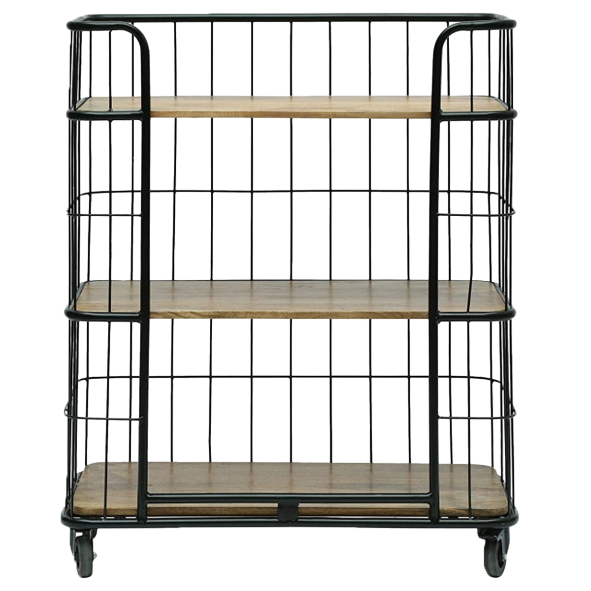 Rustic Wood And Metal Rolling Bar Cart